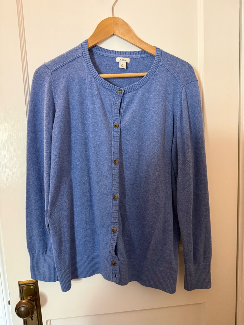 L.L. Bean Women’s Periwinkle Blue Button Cotton/Cashmere Cardigan